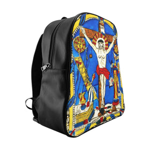 Jesus on the Cross Blue Background Backpack