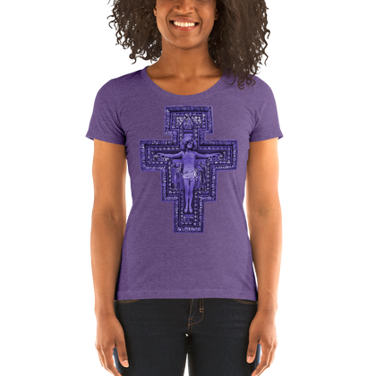 San Damiano Cross (Purple) Ladies' short sleeve t-shirt