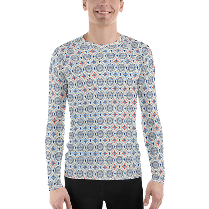 Blue Burst Cross Pattern Men's Rash Guard