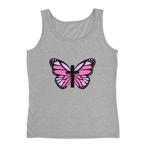 Pink Butterfly Cross Ladies' Tank