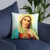 Mary Sacred Heart (Blue Sky) Pillow