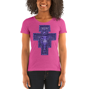 San Damiano Cross (Purple) Ladies' short sleeve t-shirt