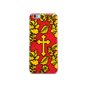 Slavic Flower Cross Royal Red iPhone Case