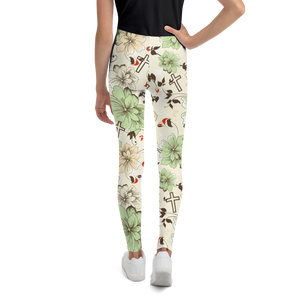 Floral Cross Girls Leggings
