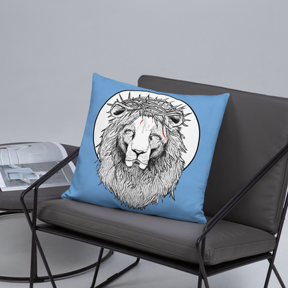 Lion of Nazareth Blue Pillow