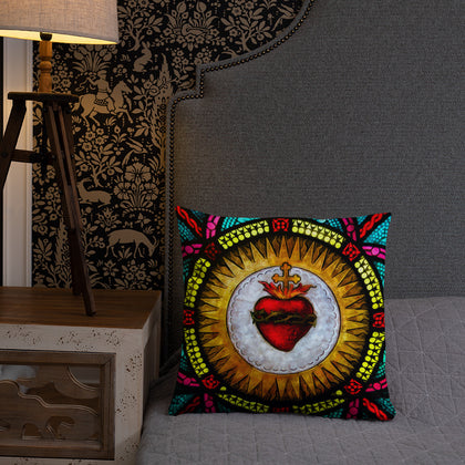 Flaming Heart Jesus Pillow