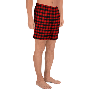 Red and Black Plaid Cross Men's Long Shorts