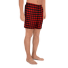 Red and Black Plaid Cross Men's Long Shorts