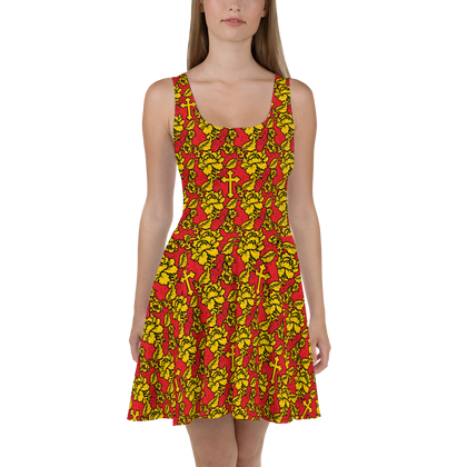 Slavic Flower Cross Royal Red Dress