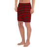 Red and Black Plaid Cross Men's Long Shorts