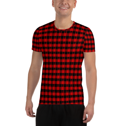 Red and Black Plaid Cross Men's T-shirt