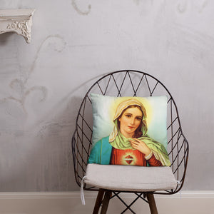 Mary Sacred Heart (Blue Sky) Pillow