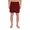 Red and Black Plaid Cross Men's Long Shorts