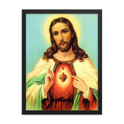 Jesus Sacred Heart (Blue Sky) Framed poster