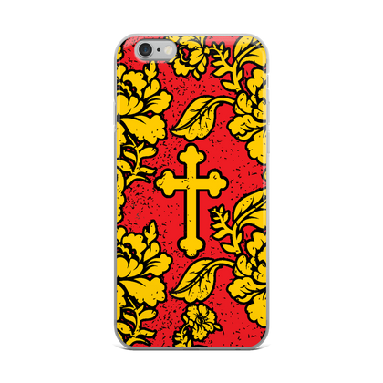 Slavic Flower Cross Royal Red iPhone Case