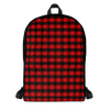 Red and Black Plaid Cross Backpack