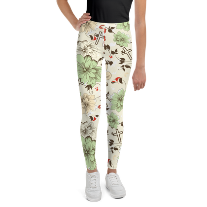 Floral Cross Girls Leggings