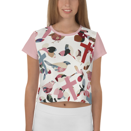 Birds and Crosses Crop Tee
