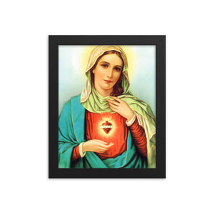 Mary Sacred Heart (Blue Sky) Framed poster