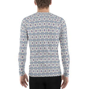 Blue Burst Cross Pattern Men's Rash Guard